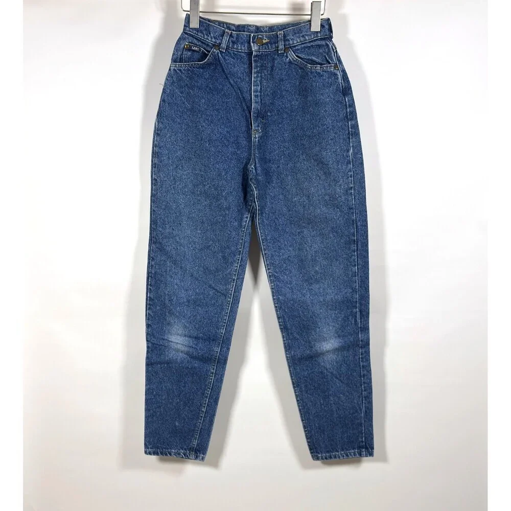 Vintage Lee Tapered Leg Mom Jeans 80s 90s Medium Wash - Size 25